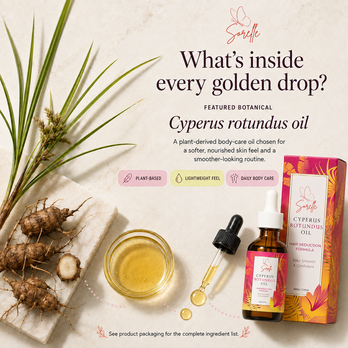 Sorelle Cyperus Rotundus Oil – Naturally Smoother, Silkier-Looking Skin